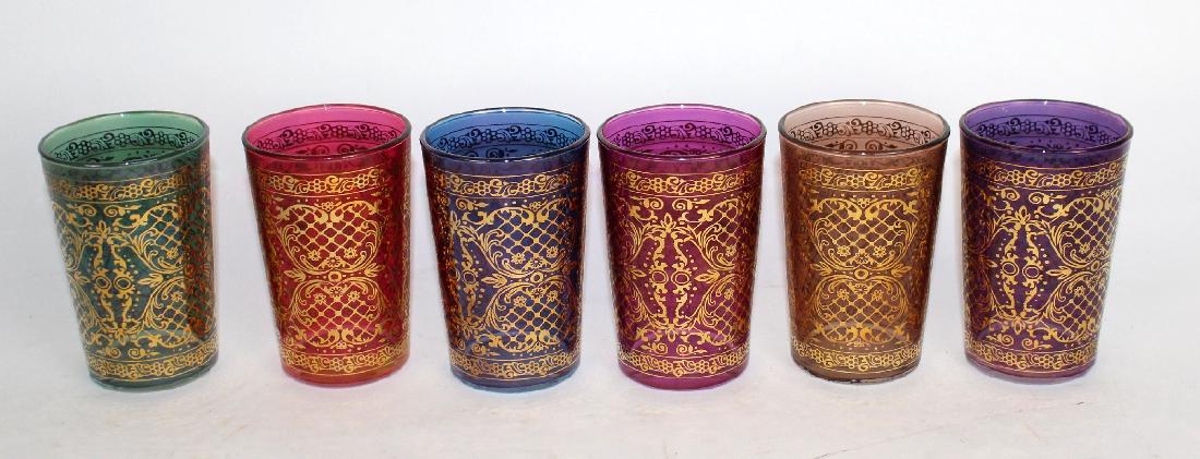 Set of 6 Italian Timon glasses: Set of 6 Italian Timon multi-color juice glasses. 3 3/4"h