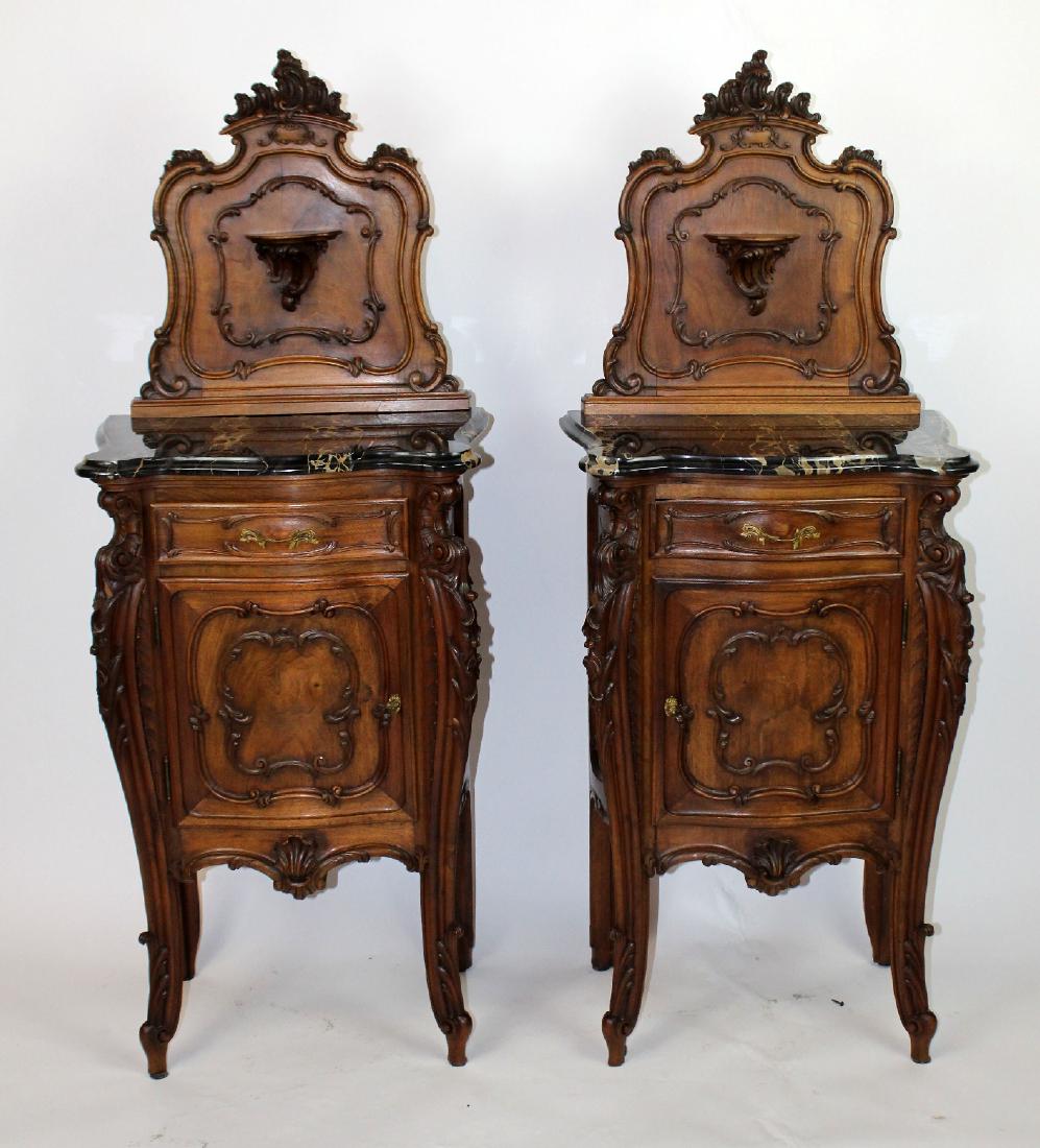 Pair of French Louis XV marble top chevets (1 of 6)