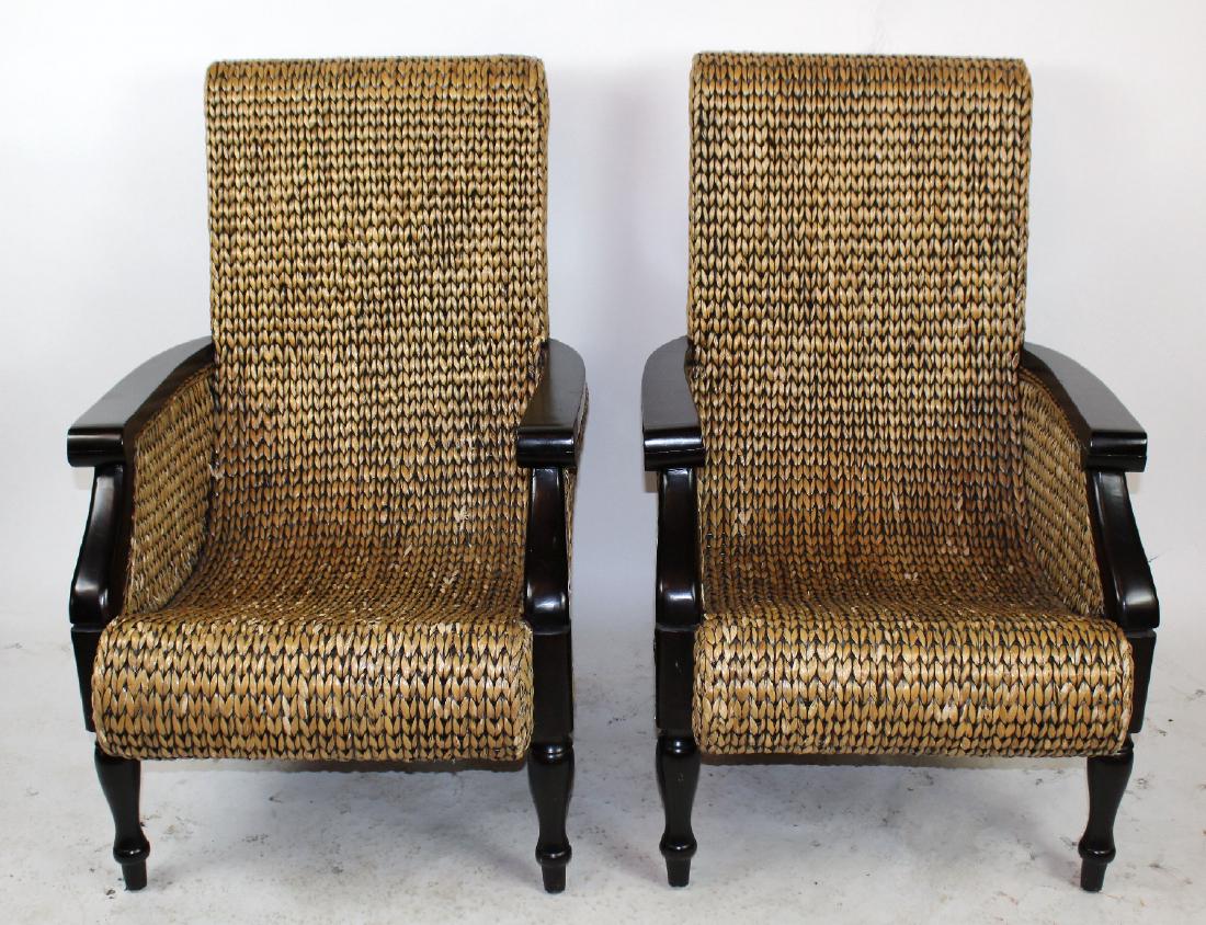 Pair of plantation style armchairs with jute (1 of 4)