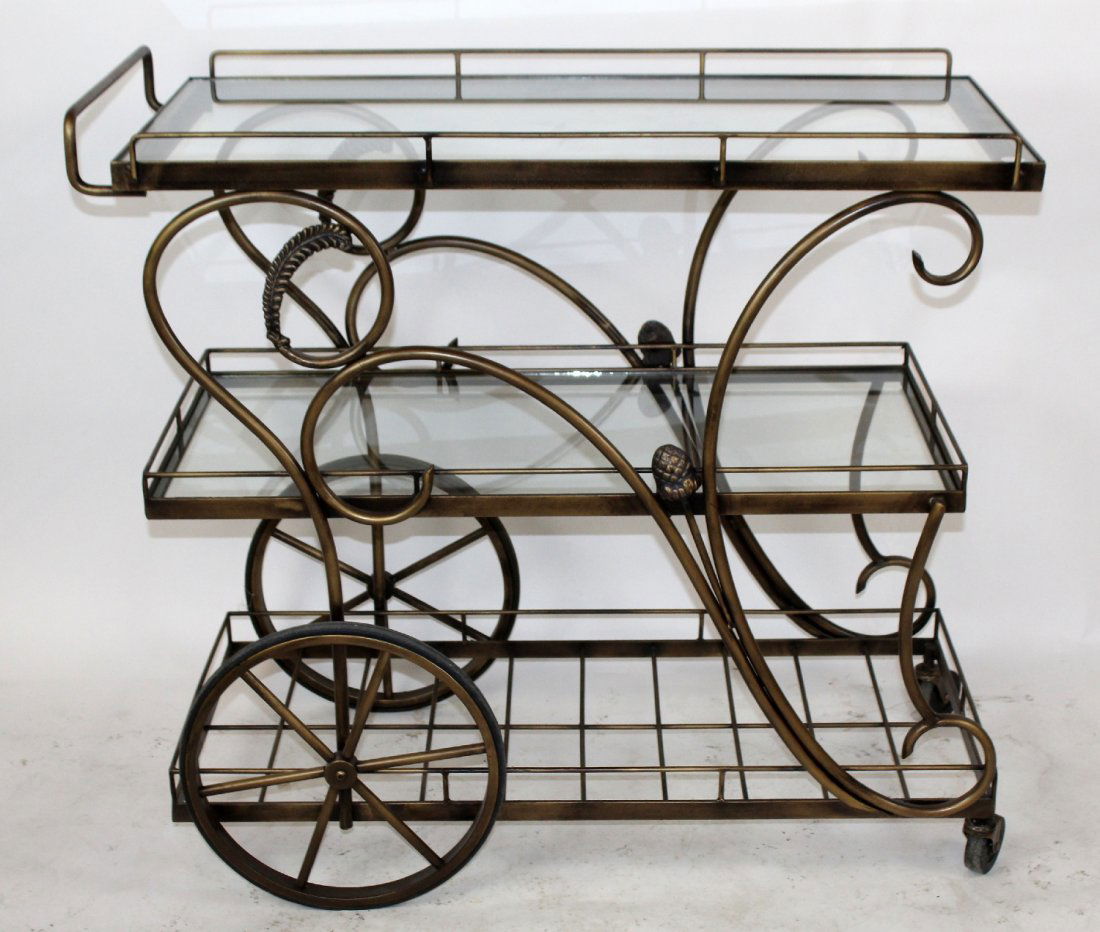 3 tier scrolled iron bar cart (1 of 5)