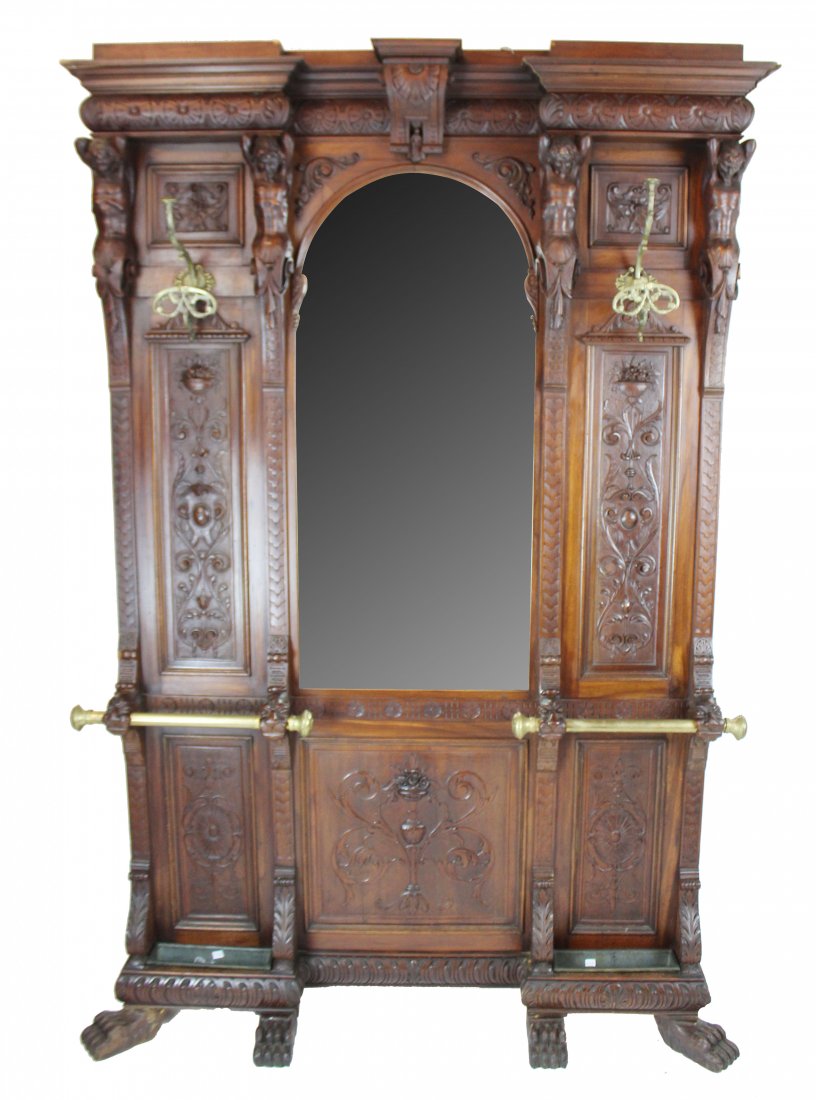 Italian Renaissance halltree in walnut (1 of 5)