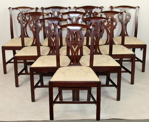 10 Henkel Harris Chippendale Dining Chairs