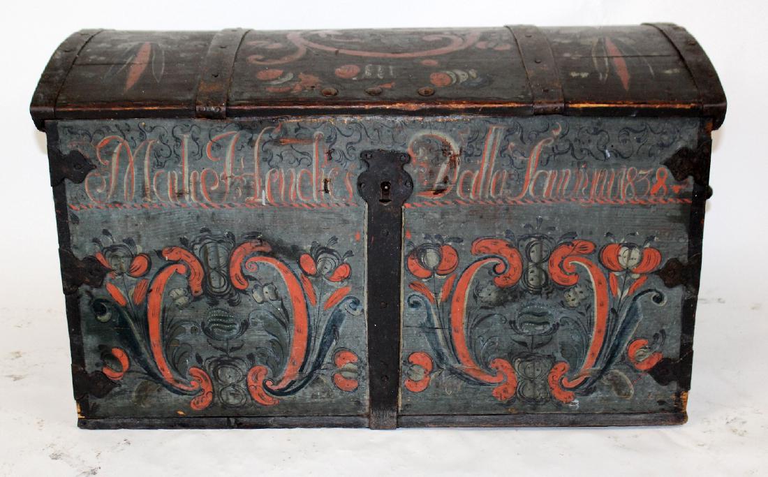 Antique painted dome top trunk (1 of 5)