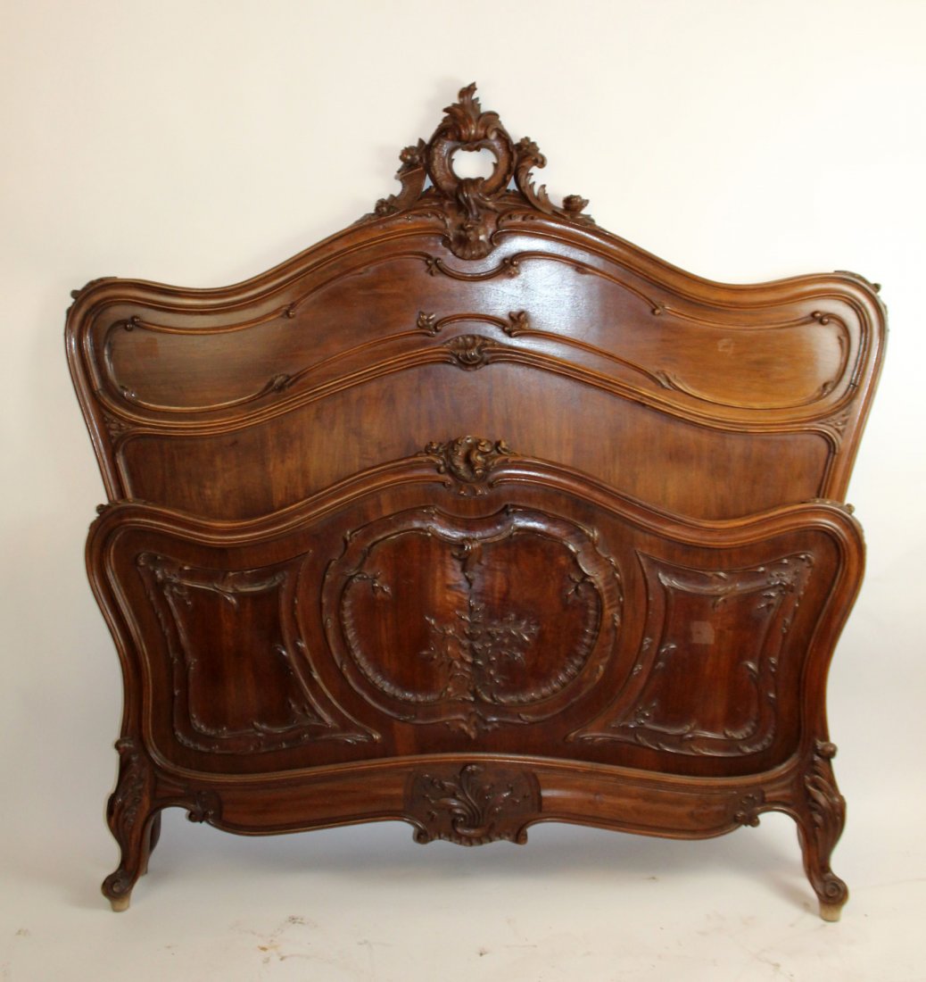 French Louis XV carved walnut bed (1 of 8)