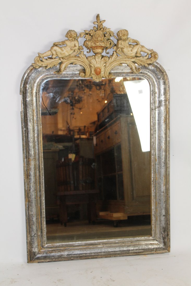 French silver leaf mirror with cherubs (1 of 5)