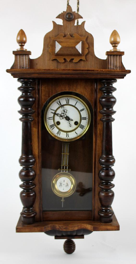 Walnut wall clock with glass front (1 of 6)