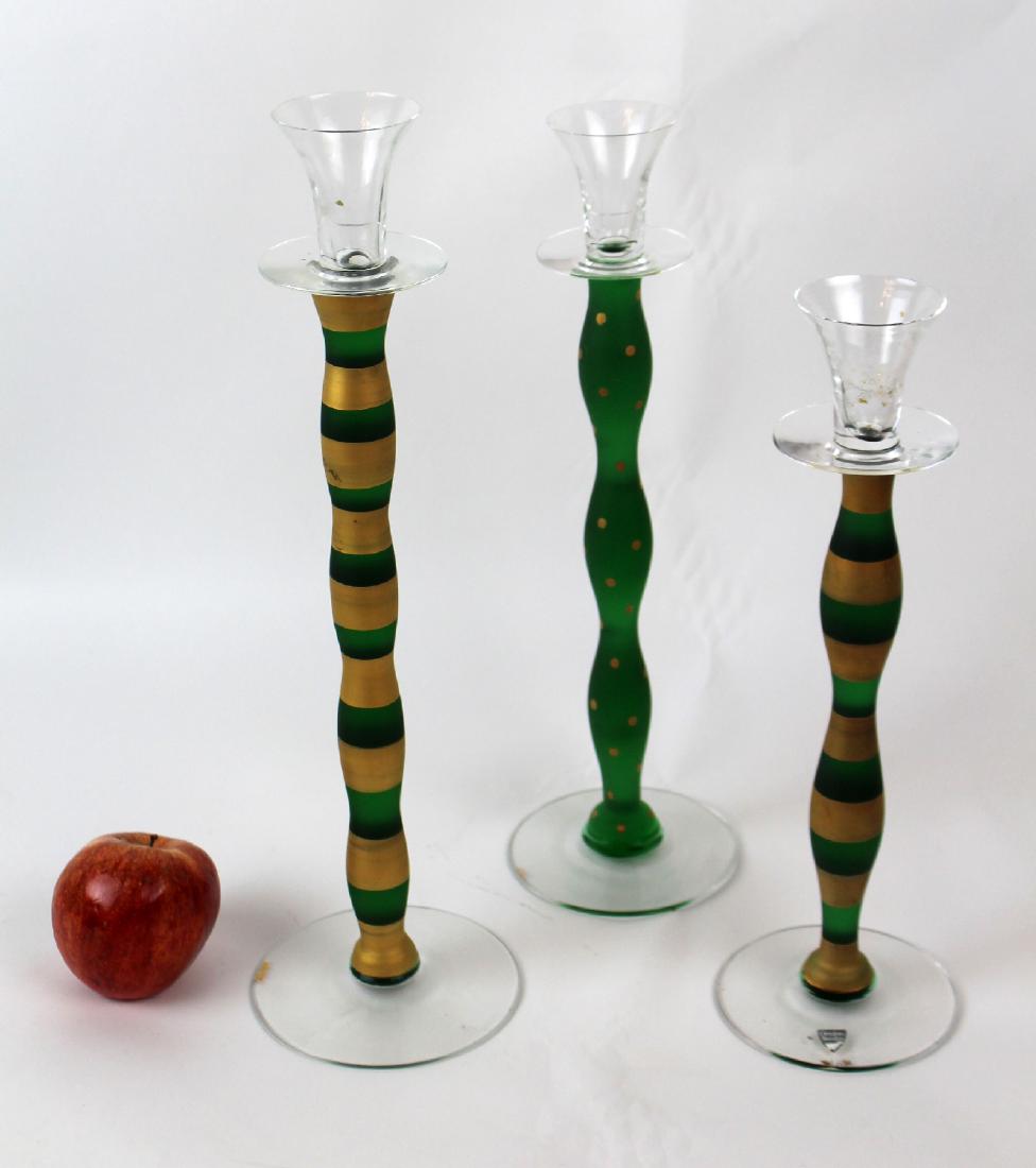 3 Orrefors "Celeste" candlesticks (1 of 4)