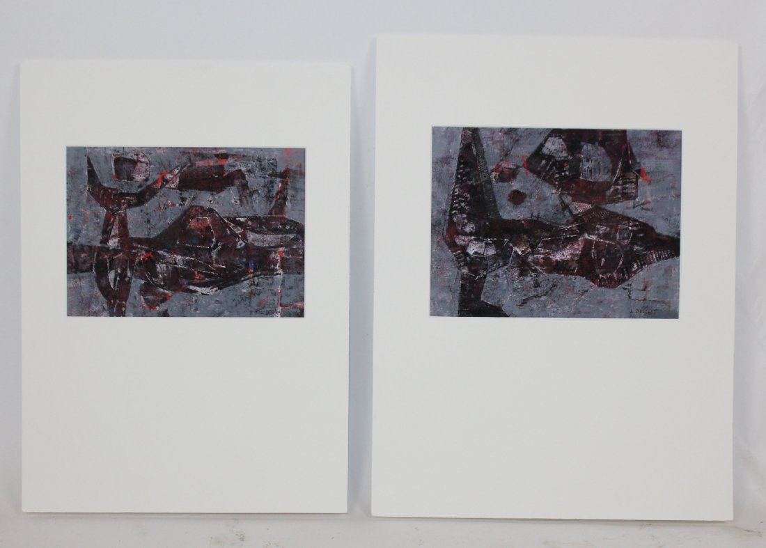 Andre Brechet (1921-1993) gouache on paper paintings (1 of 4)