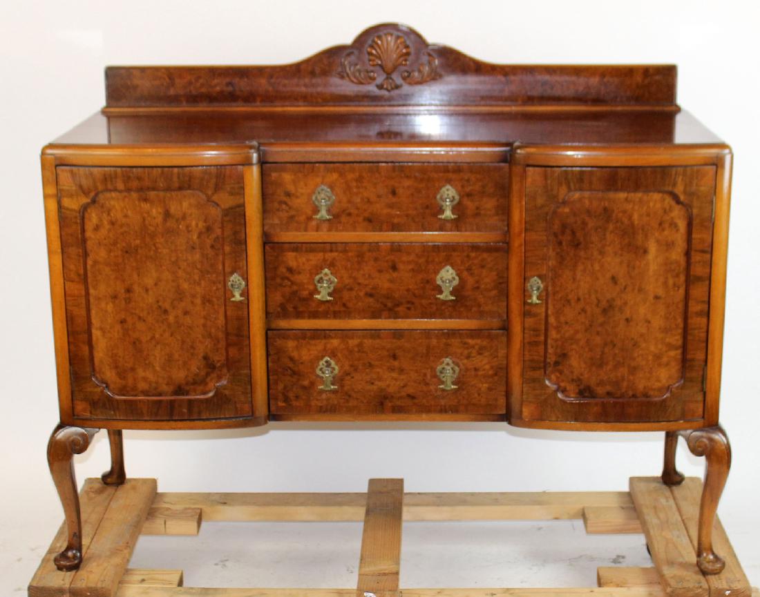 Queen Anne style burled walnut sideboard (1 of 5)