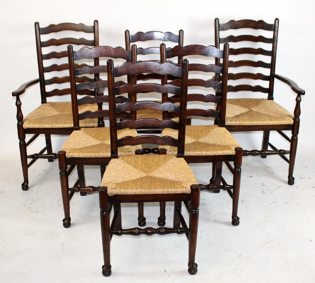 6 ladder back oak rush seat chairs (1 of 2)