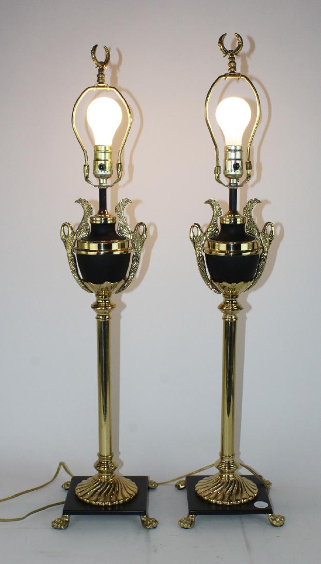 Pair of brass lamps with swans (1 of 5)