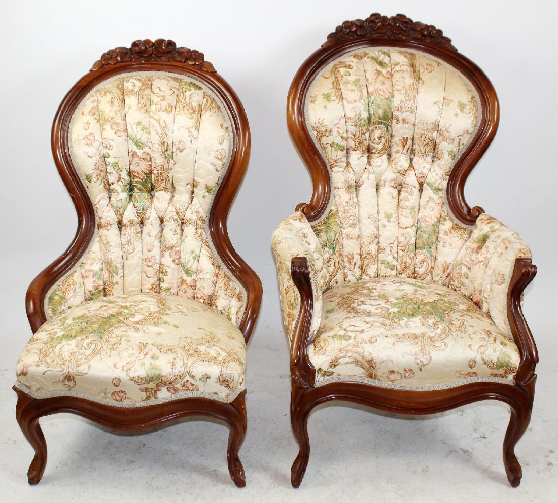 Pair of American Victorian parlor chairs (1 of 4)