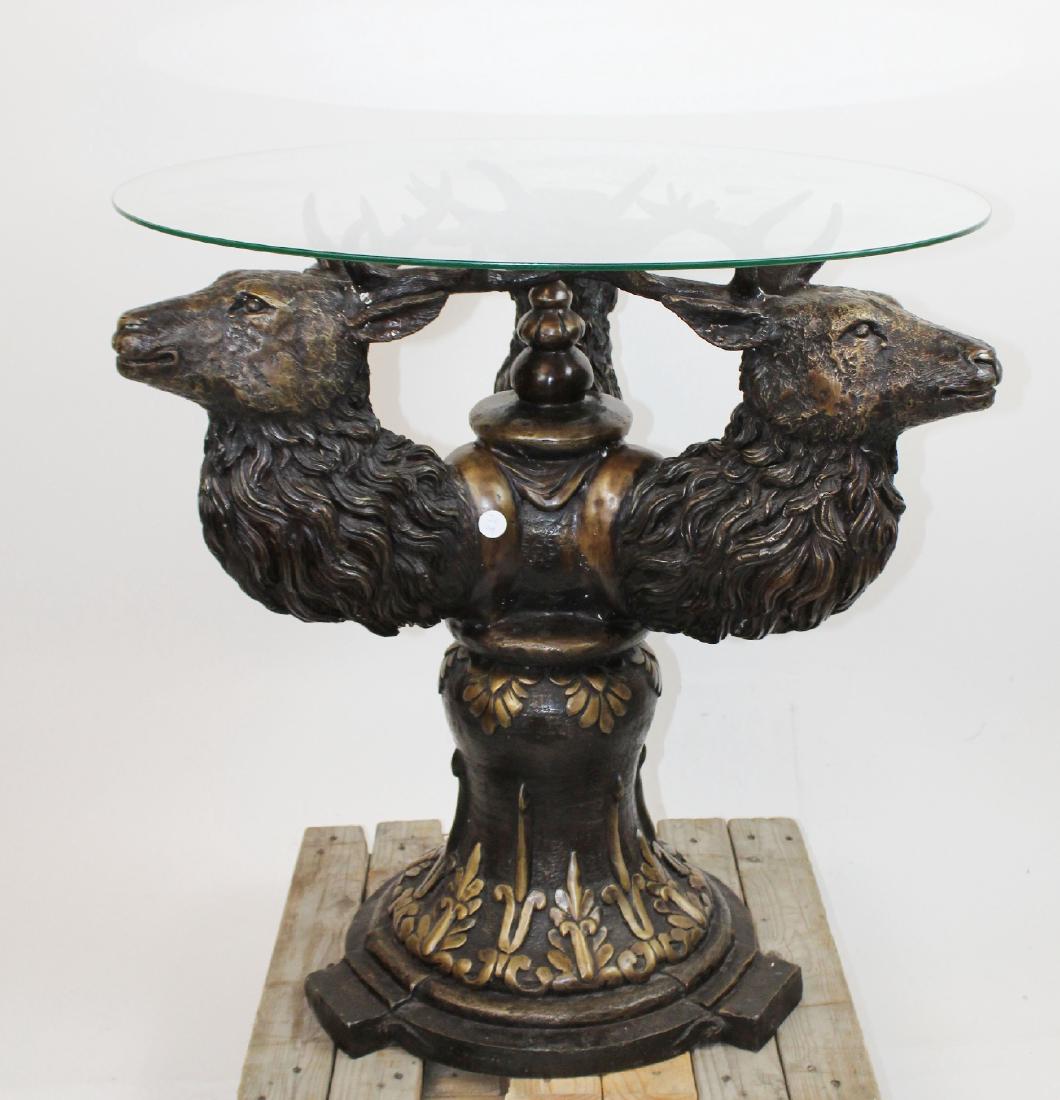 Bronze triple stag base glass top table (1 of 4)