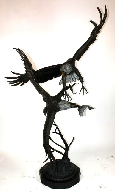 Grand scale bronze "Fighting Eagles" sculpture (1 of 6)