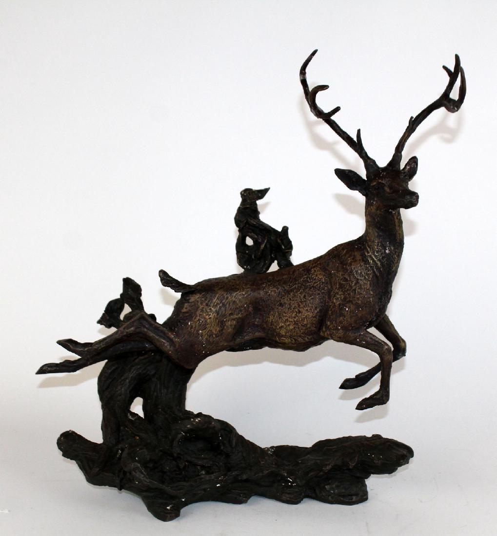 Bronze leaping stag sculpture (1 of 4)