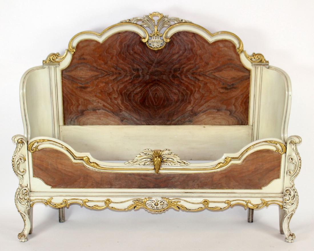 Louis XV style full size painted bed (1 of 5)