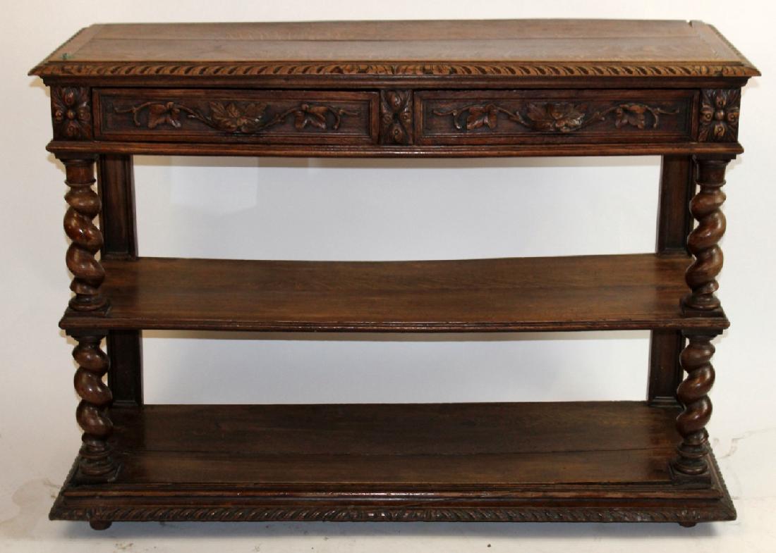 French Louis XIII 2-tier lifttop server in oak (1 of 5)