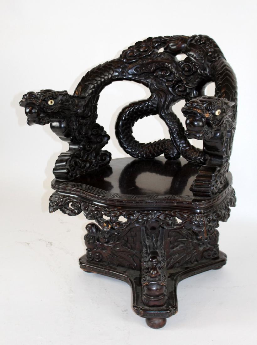 Japanese carved armchair with dragons (1 of 5)