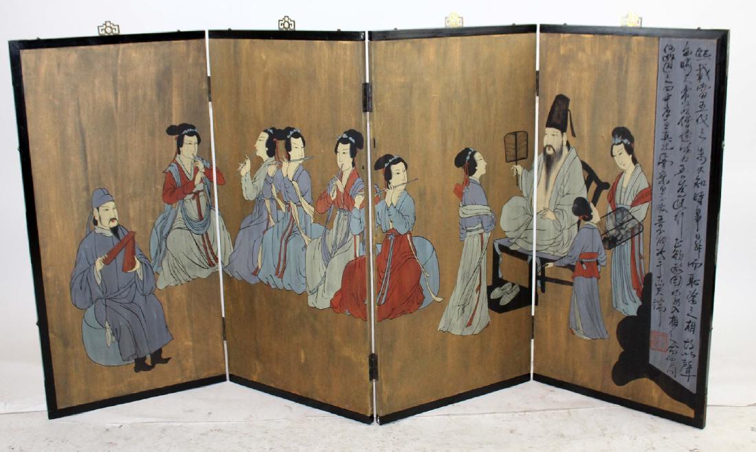 Chinese 4 panel painted screen (1 of 5)