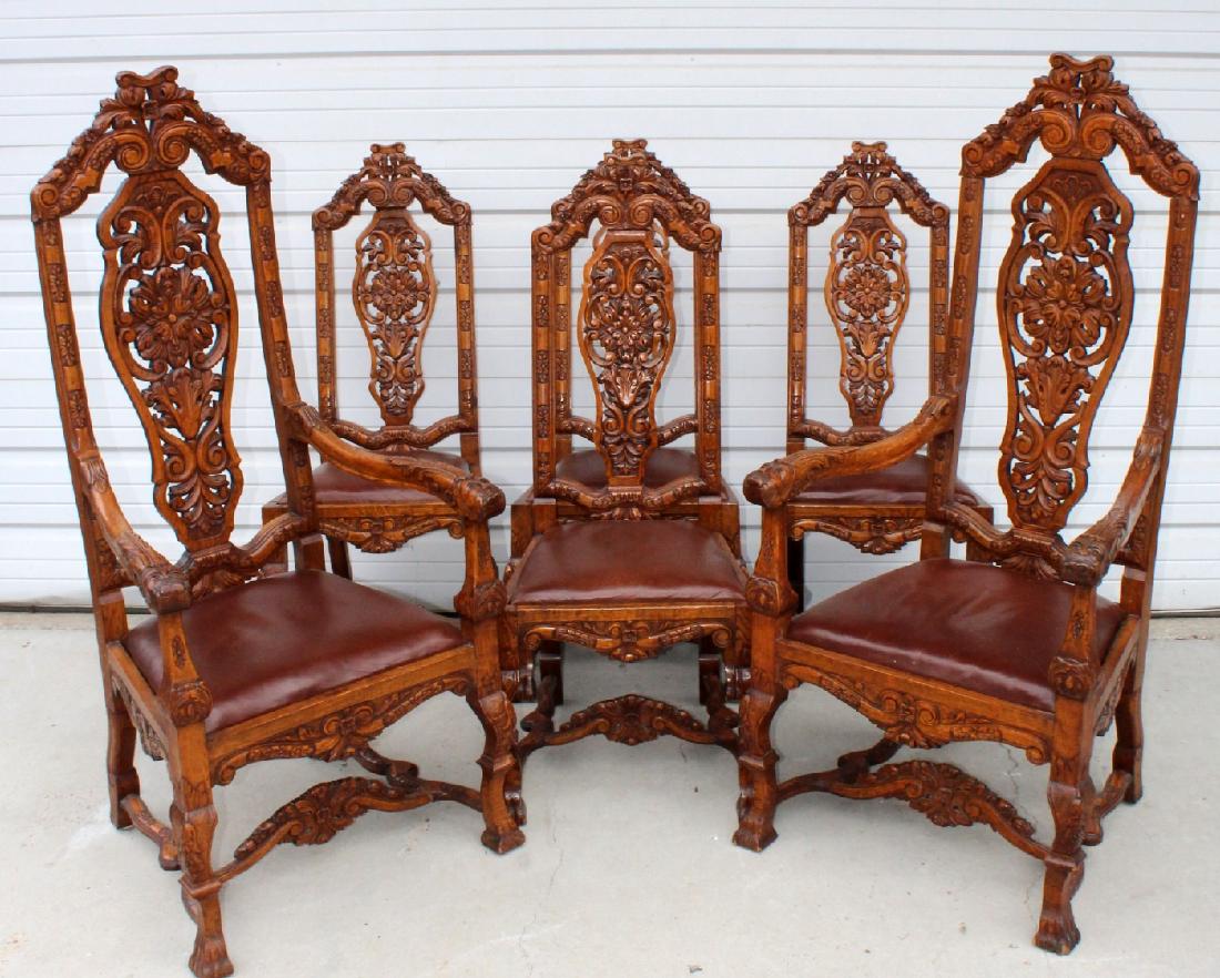 6 American carved oak dining chairs (1 of 6)