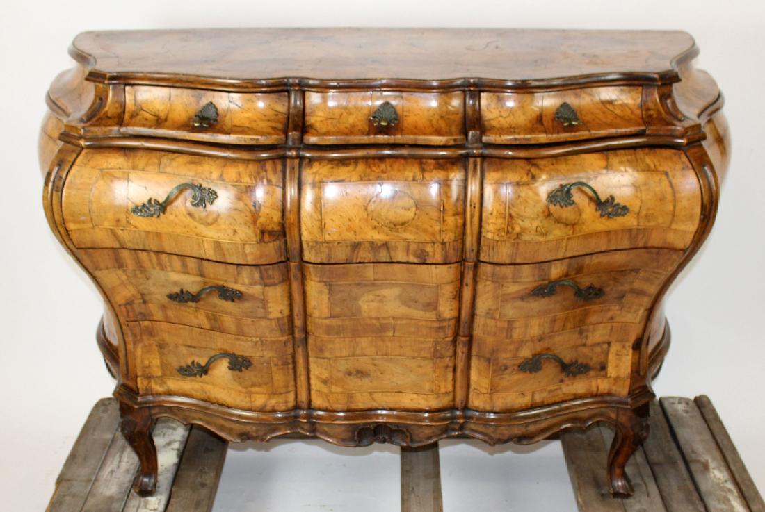 Italian bombe commode in burled walnut (1 of 4)