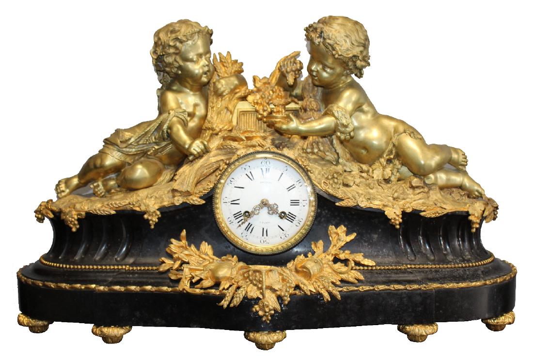 French Renaissance bronze cherub clock (1 of 8)