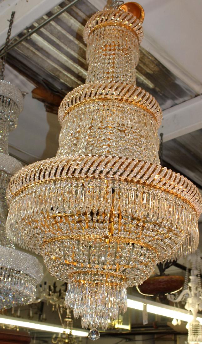 Dore finish tiered crystal chandelier (1 of 2)
