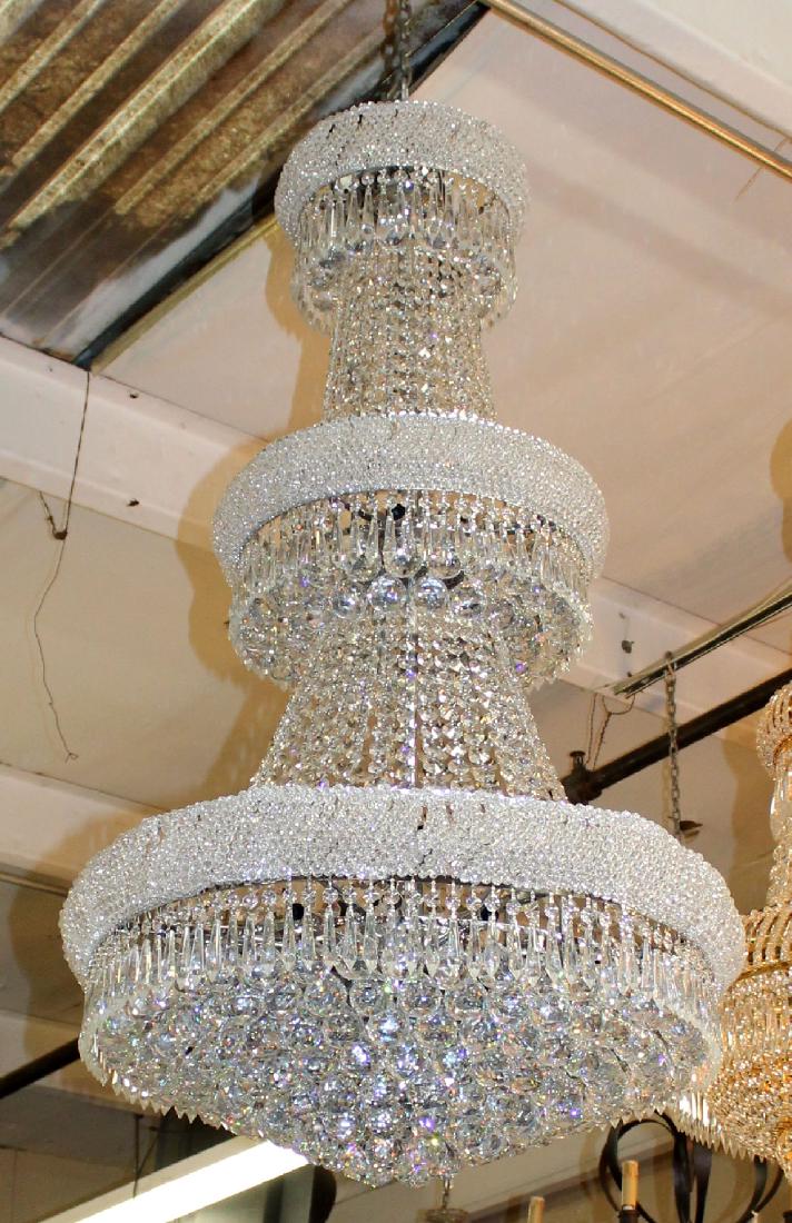 Silver finish tiered crystal chandelier (1 of 3)