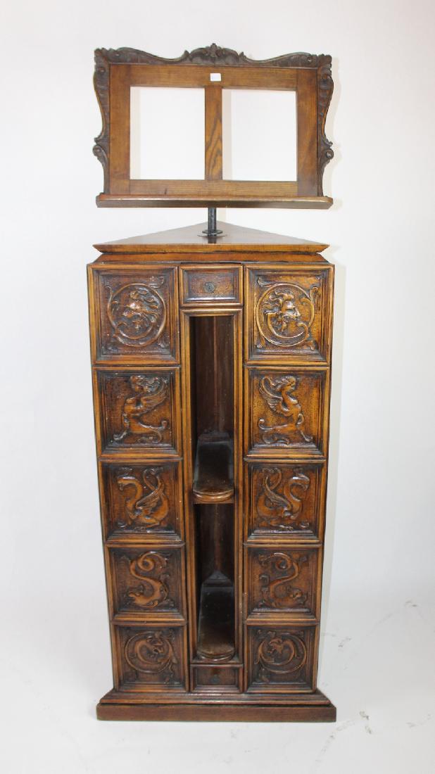Italian Gothic Revival carved oak lecturn (1 of 5)