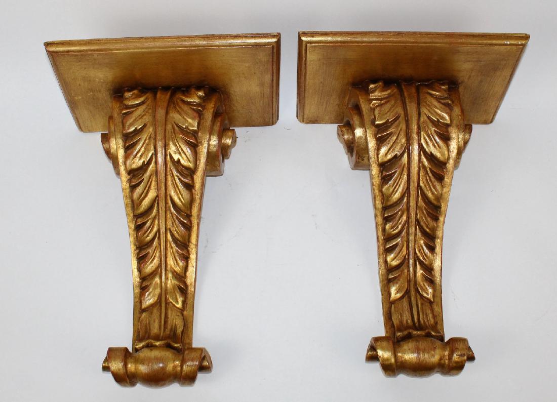 Pair of giltwood corbels: Pair of gilt wood corbels. 18"l x 14"w x 9"d