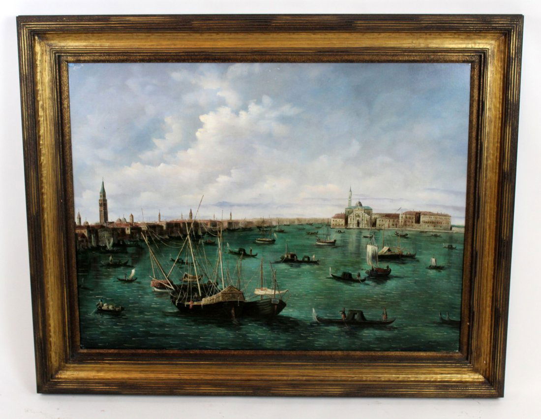 Oil on canvas depicting Venetian waterfront scene (1 of 6)