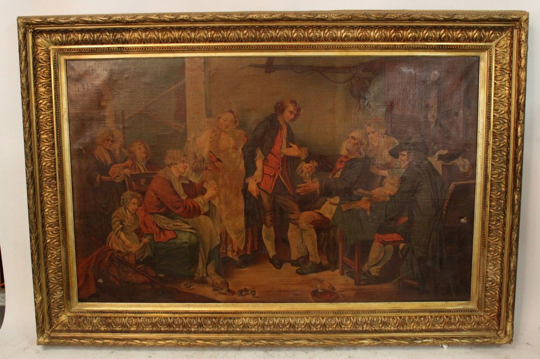 Lacquered print on canvas in 19th century frame (1 of 5)