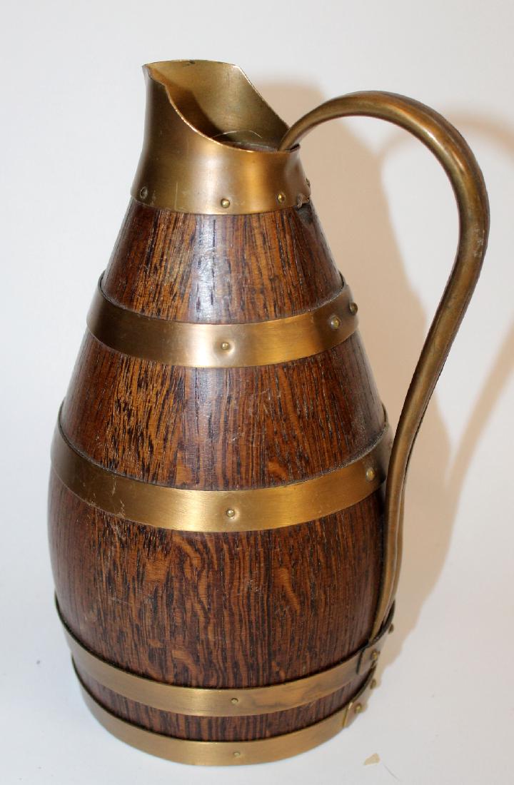 French Alsacian wood and brass pitcher (1 of 3)
