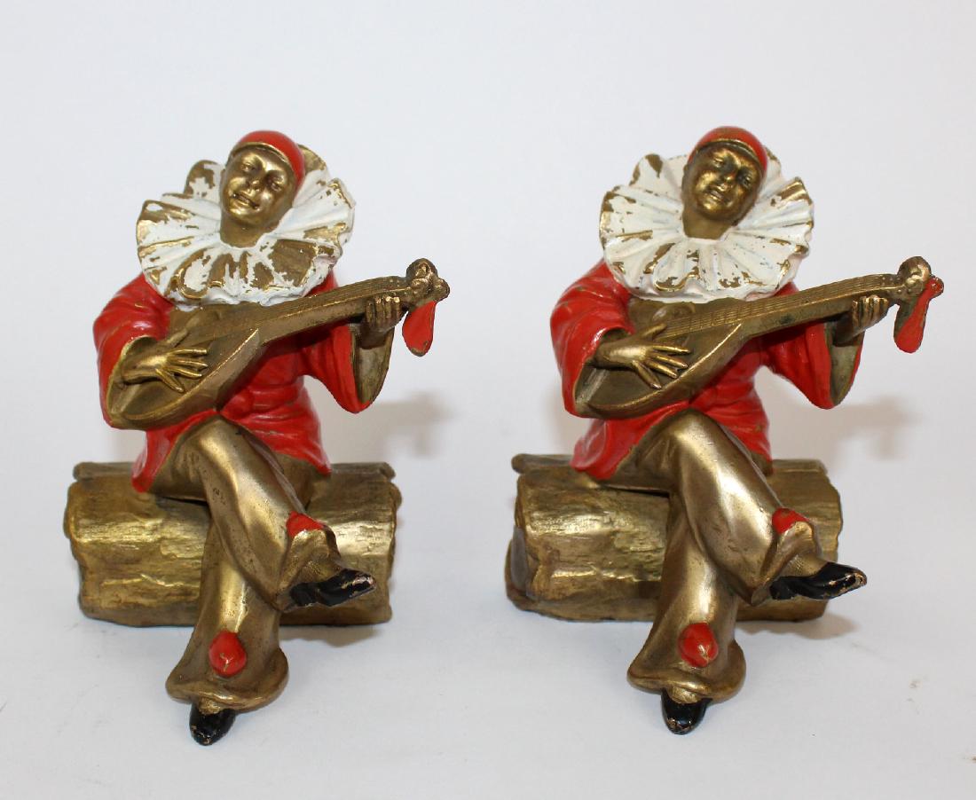 Pair of polychrome Pierrot bookends (1 of 5)