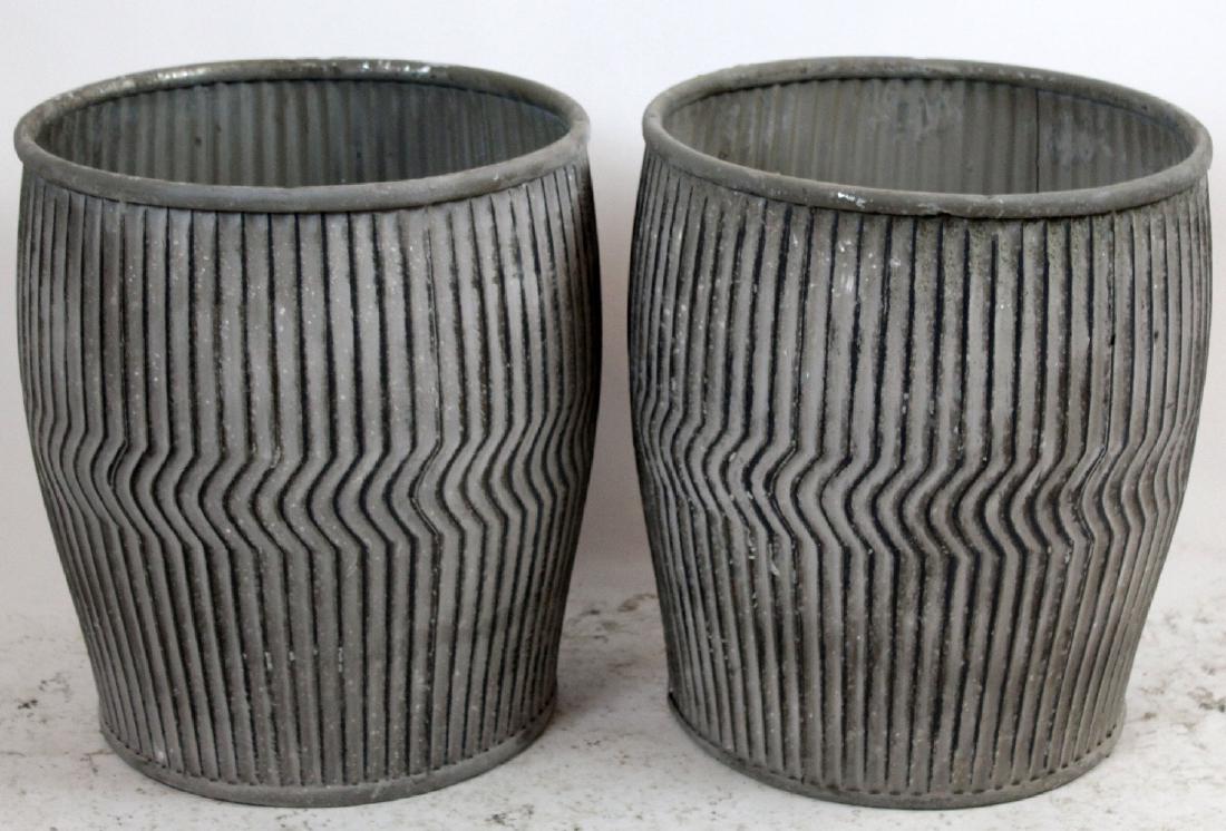 Pair of French rolled steel cache pots (1 of 4)