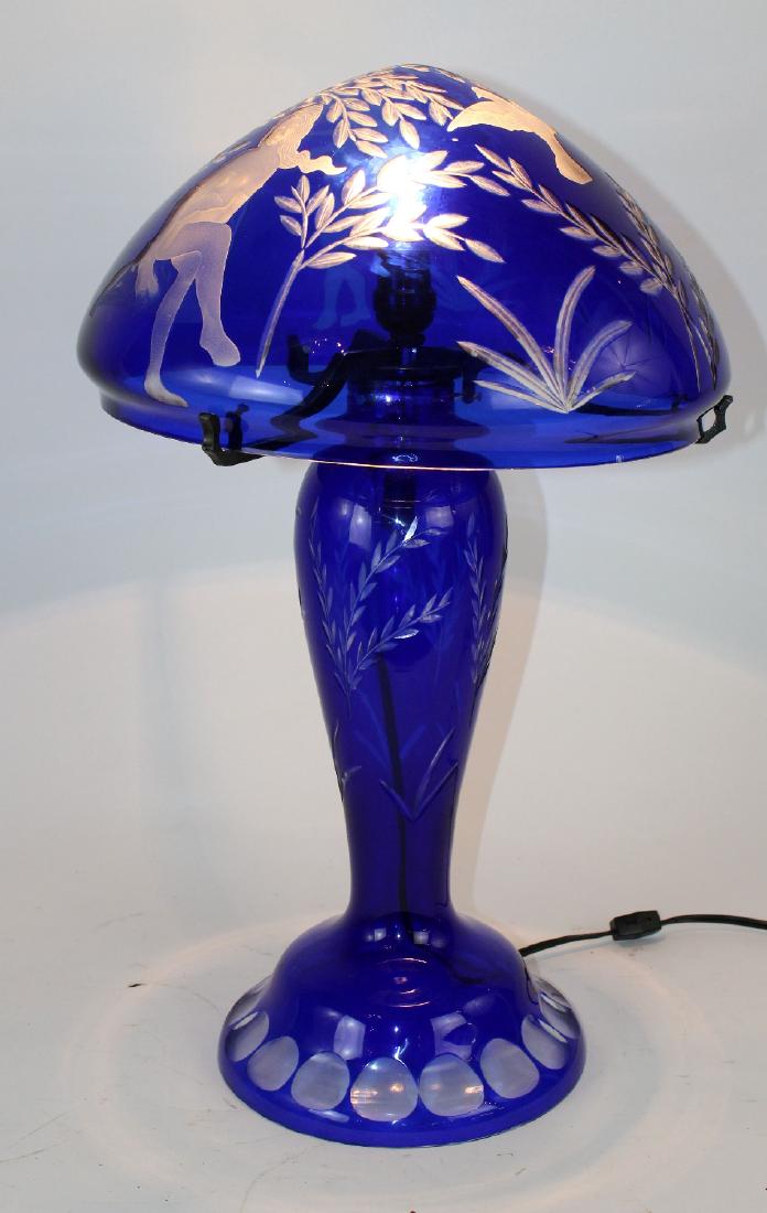 Cobalt cut to clear mushroom lamp (1 of 5)