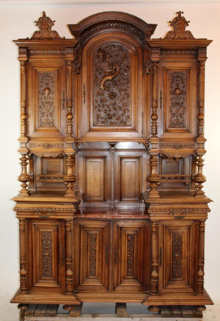 French Mannerist carved walnut buffet (1 of 7)
