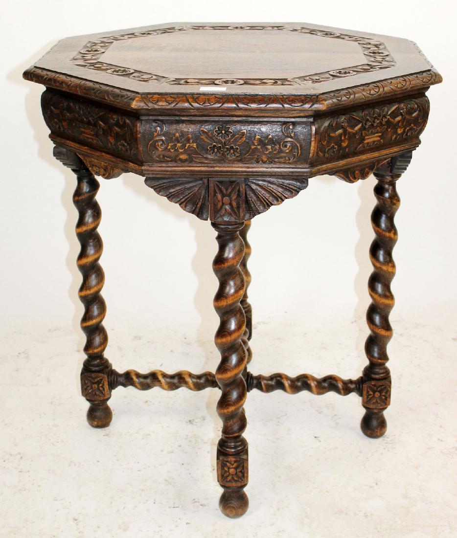 French oak cctagonal gueridon table with barley twist (1 of 5)