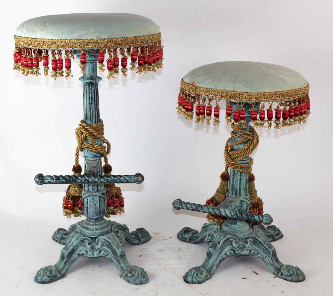 Lot of 2 verdigris cast iron stools (1 of 5)