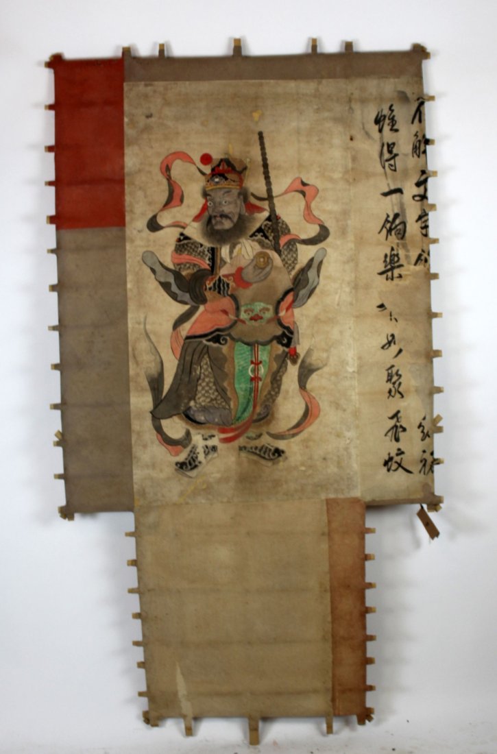 Michael Thompson Tang Emperor kite: Michael Thompson hand painted canvas and bamboo Tang Emperor kite. 87"h x 48"w