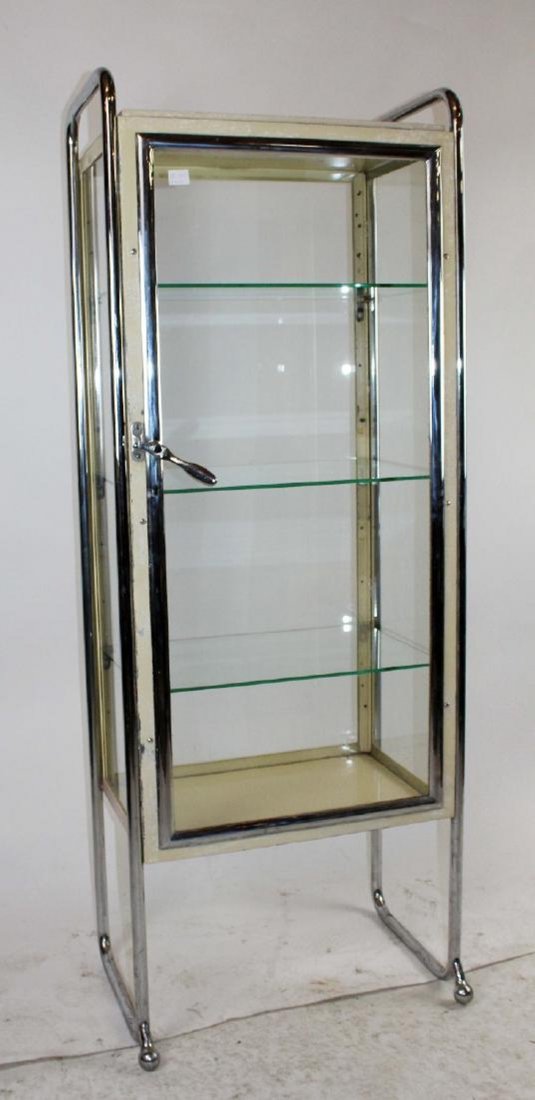 French mid century apothecary cabinet: French mid century apothecary cabinet. 68"h x 26"w x 16"d. Shelf depth is 14 1/4"