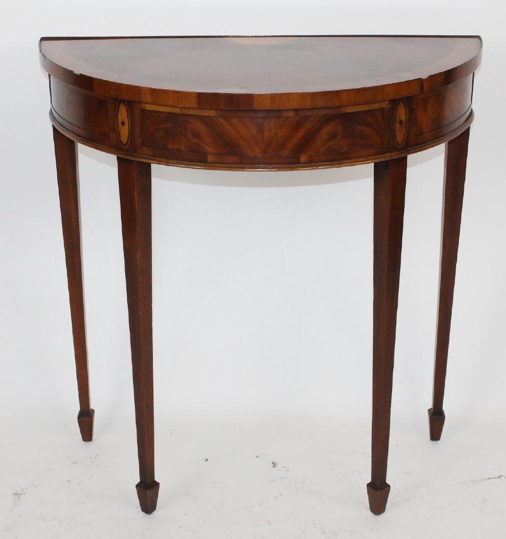 Hepplewhite style Inlaid demi lune console table (1 of 6)