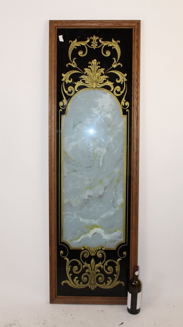 French reverse painted glass panel (1 of 5)