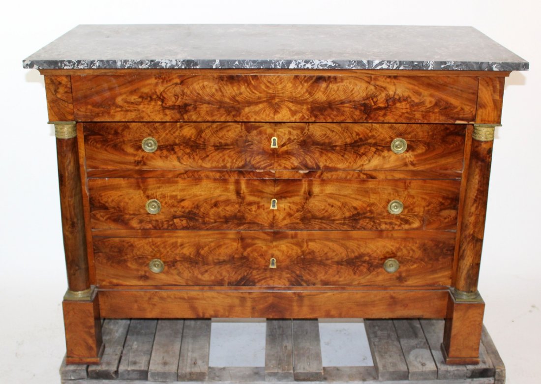 French Empire commode in burled walnut (1 of 7)