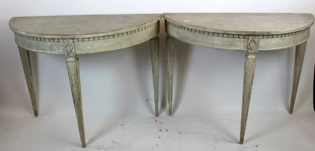 Pair of Italian demi-lune consoles (1 of 7)