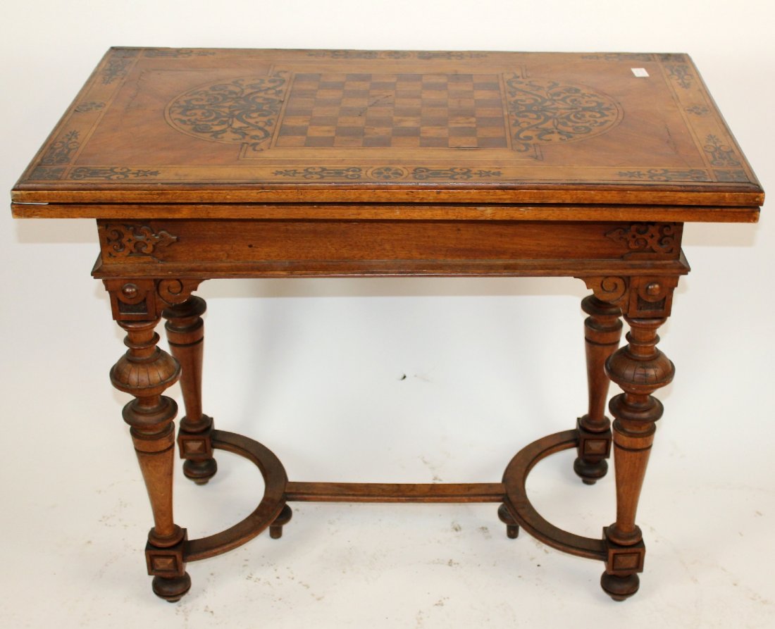 French Napoleon III marquetry game table (1 of 5)