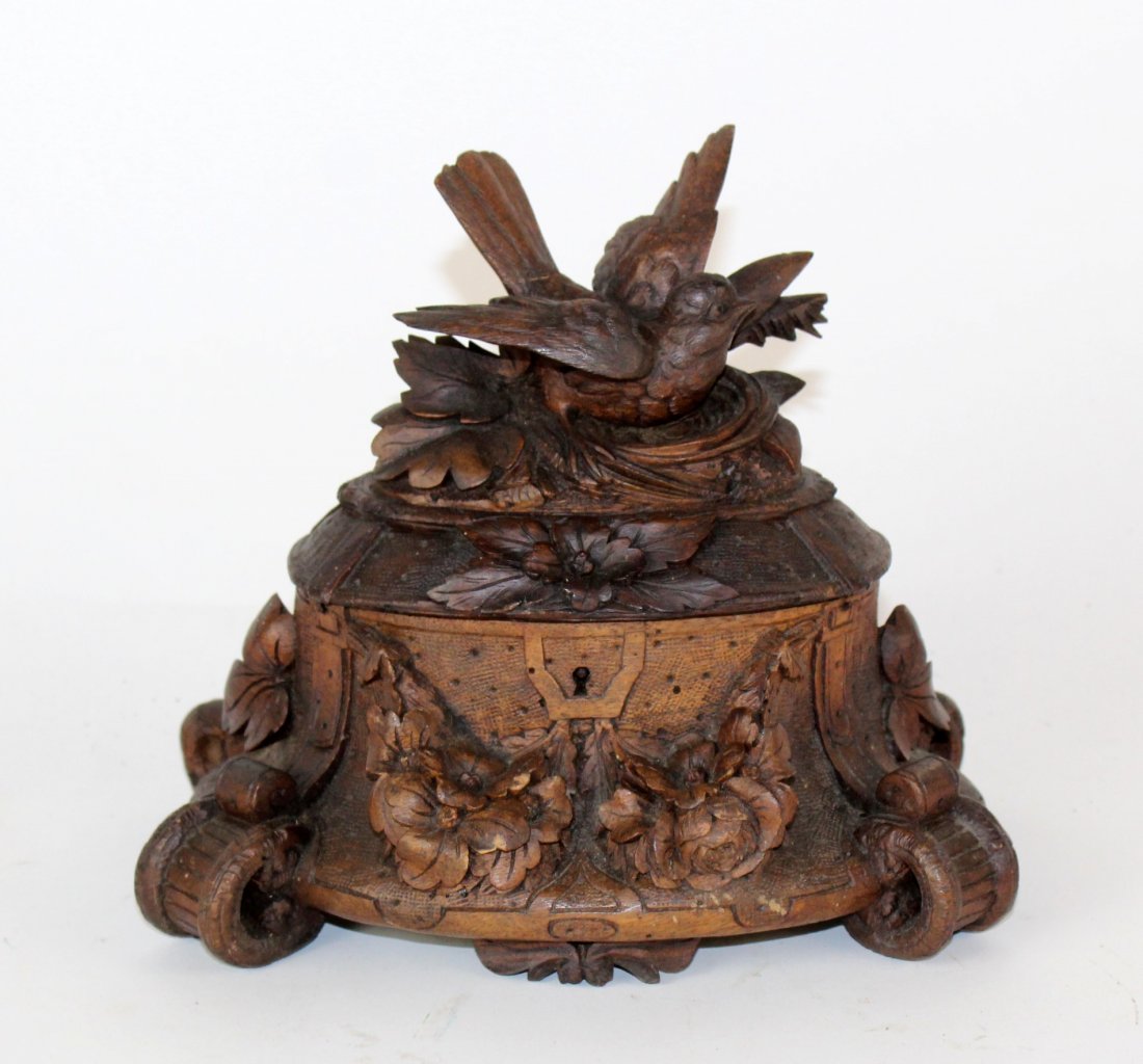 Carved Black Forest dresser box (1 of 7)