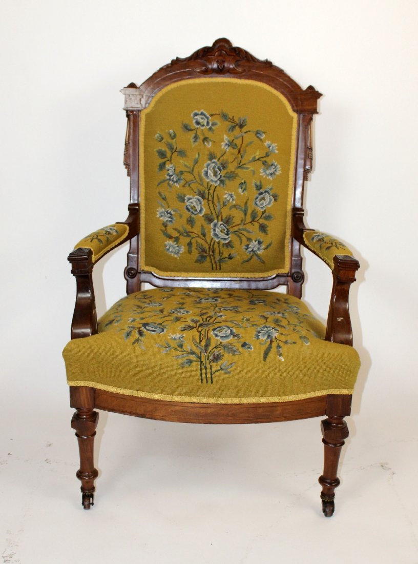 American Victorian parlor chair in walnut (1 of 6)