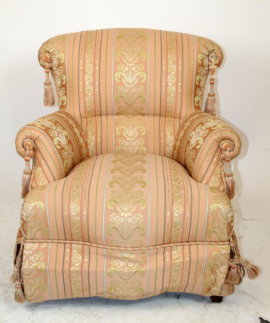 Baker pink upholstered rolled arm chair. (1 of 6)