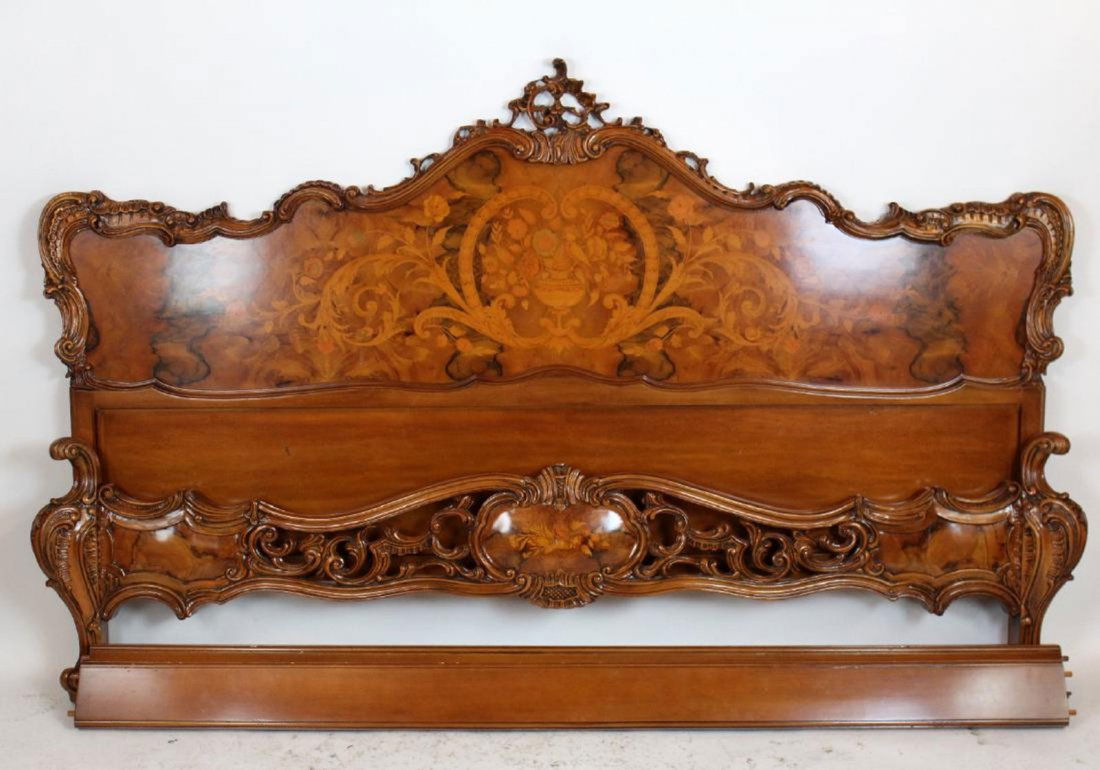 Italian inspired Rococo style marquetry bed (1 of 5)